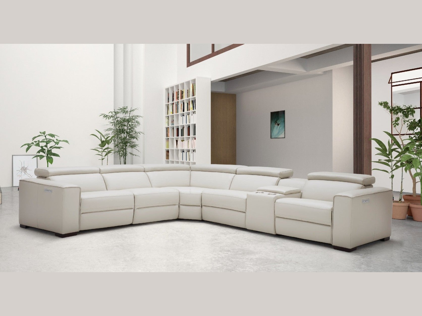 Picasso 6 Pc Motion Sectional, Silver Gray Leather