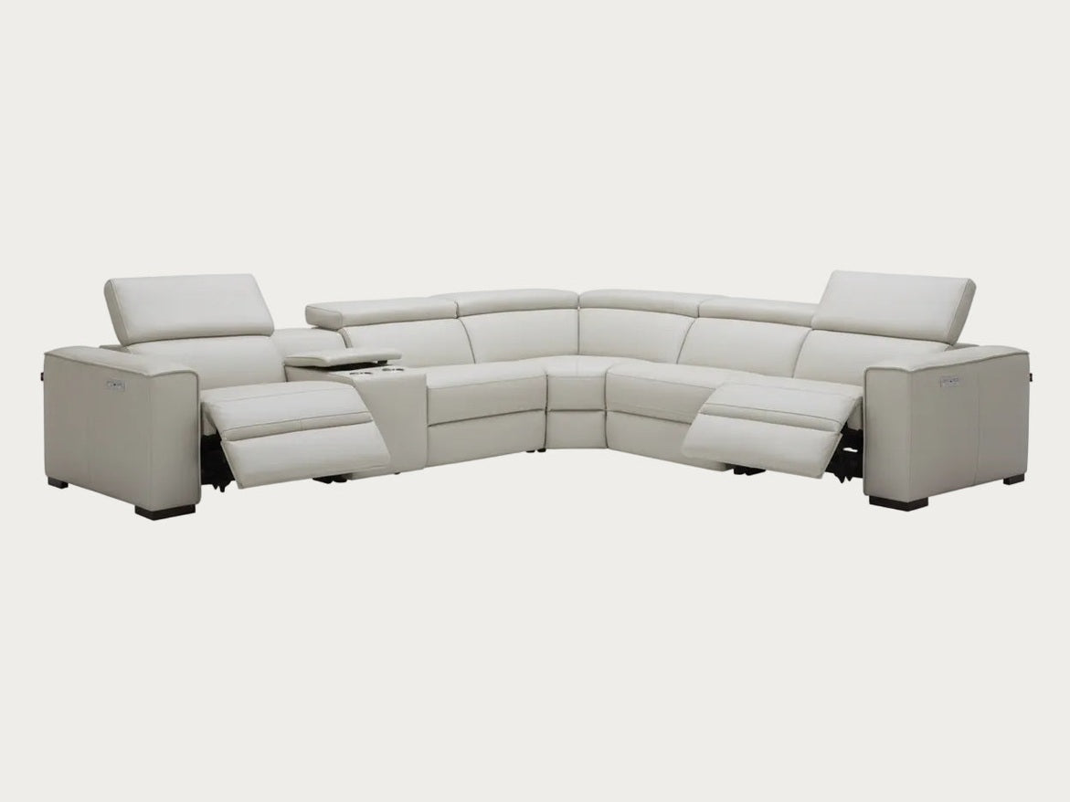Picasso 6 Pc Motion Sectional, Silver Gray Leather
