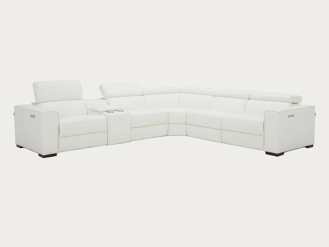 White leather sectional sofa on a white background