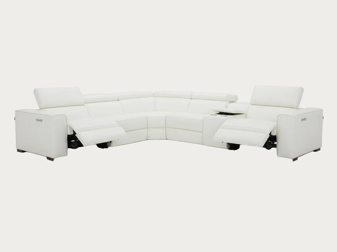 Picasso 6-Piece Motion Sectional, White Leather