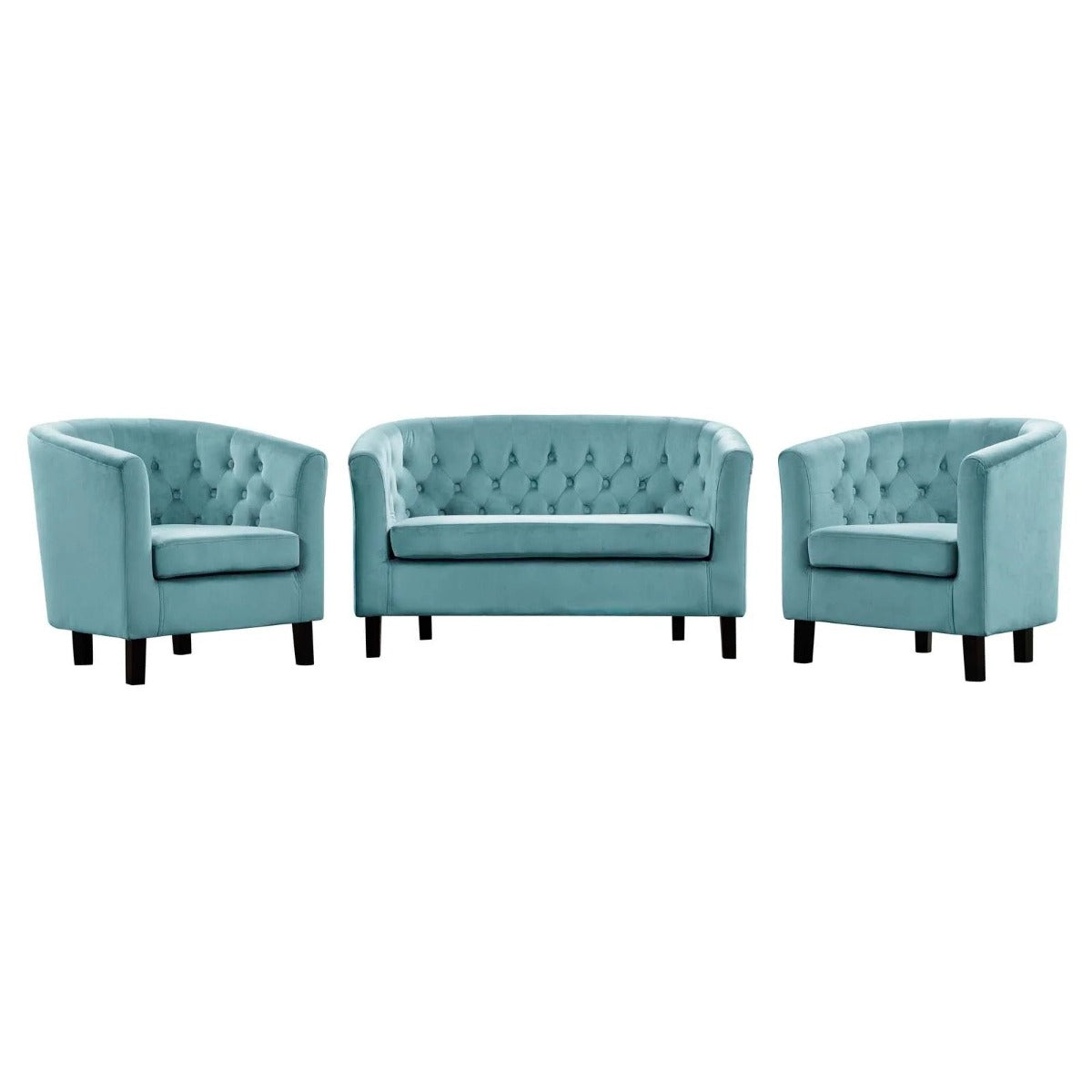 Modway Prospect 3 Piece Performance Velvet Loveseat and Armchair Set