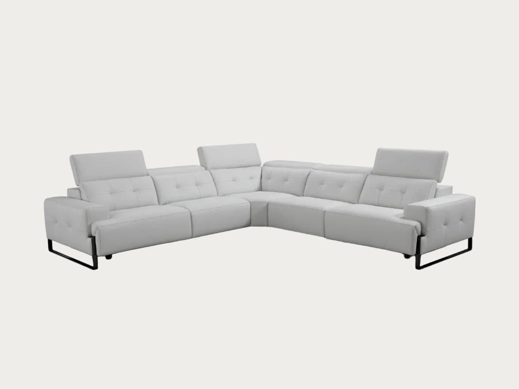Incanto I772 Leather Sectional with Recliners, Light Grey