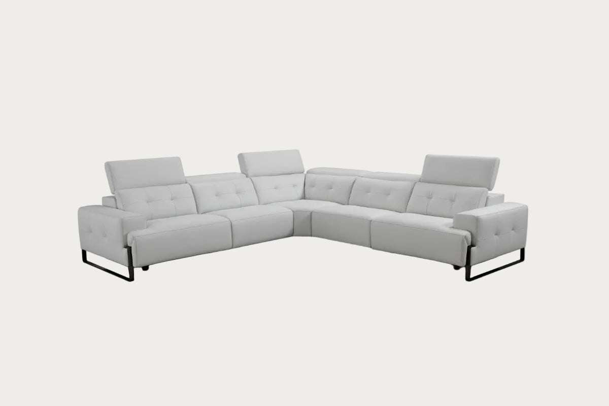 Incanto I772 Leather Sectional with Recliners, Light Grey