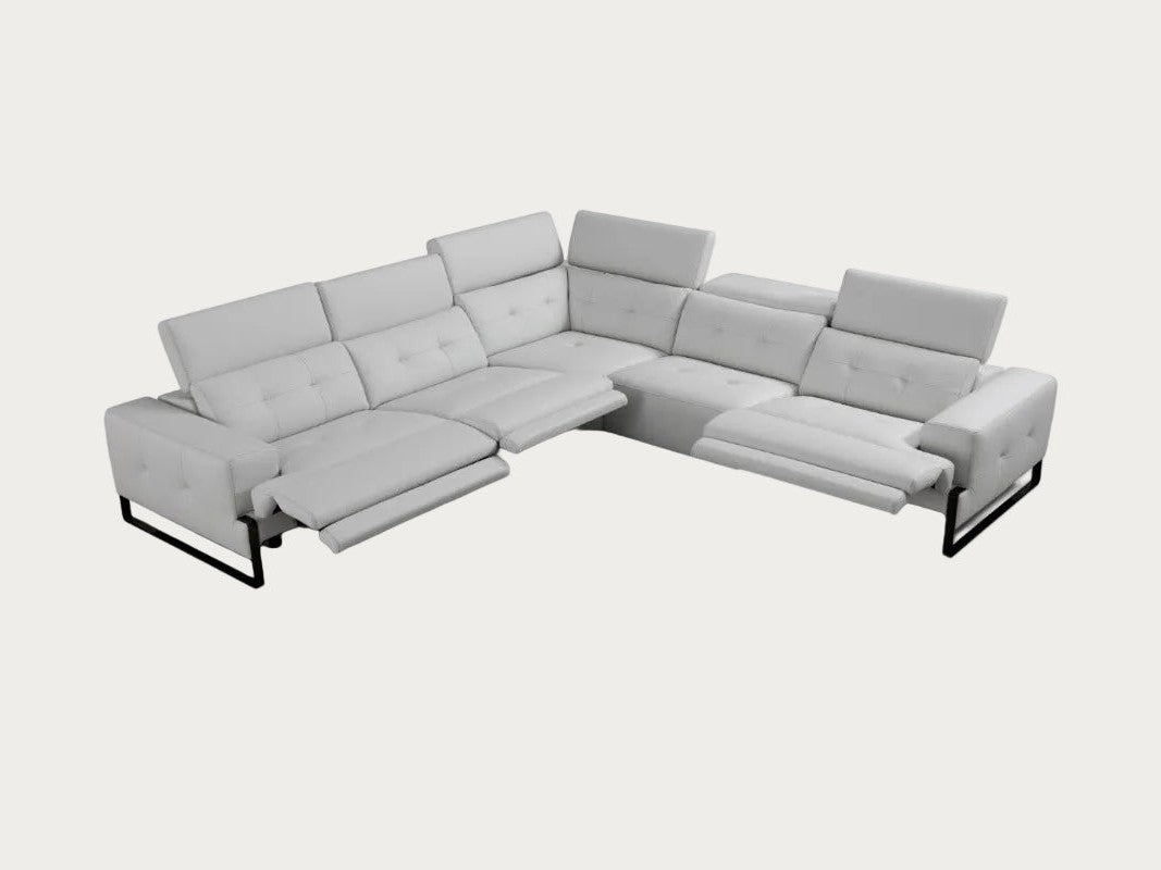 Incanto I772 Leather Sectional with Recliners, Light Grey