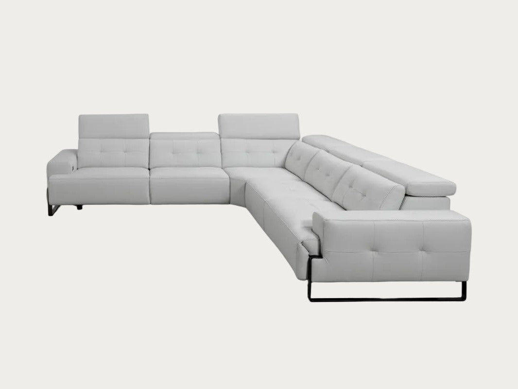 Incanto I772 Leather Sectional with Recliners, Light Grey