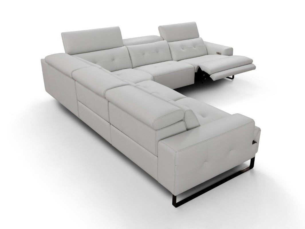 Incanto I772 Leather Sectional with Recliners, Light Grey