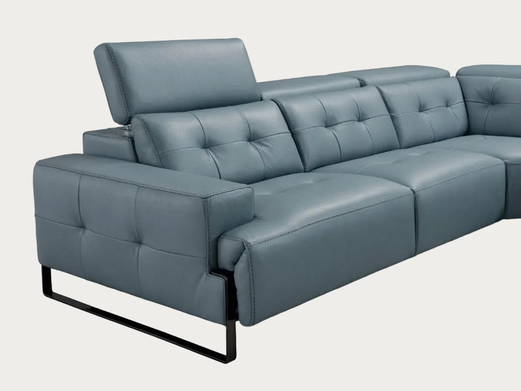 Incanto I772 Leather Sectional with Recliners, Dark Grey