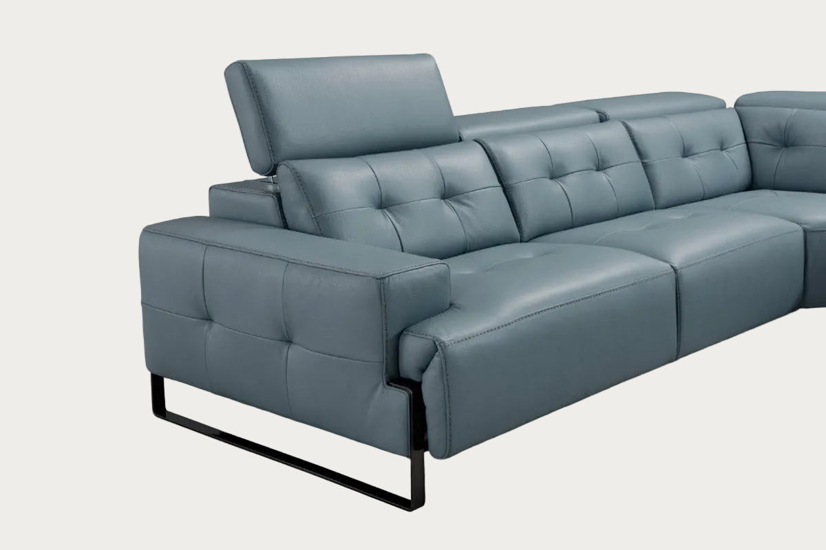 Incanto I772 Leather Sectional with Recliners, Dark Grey