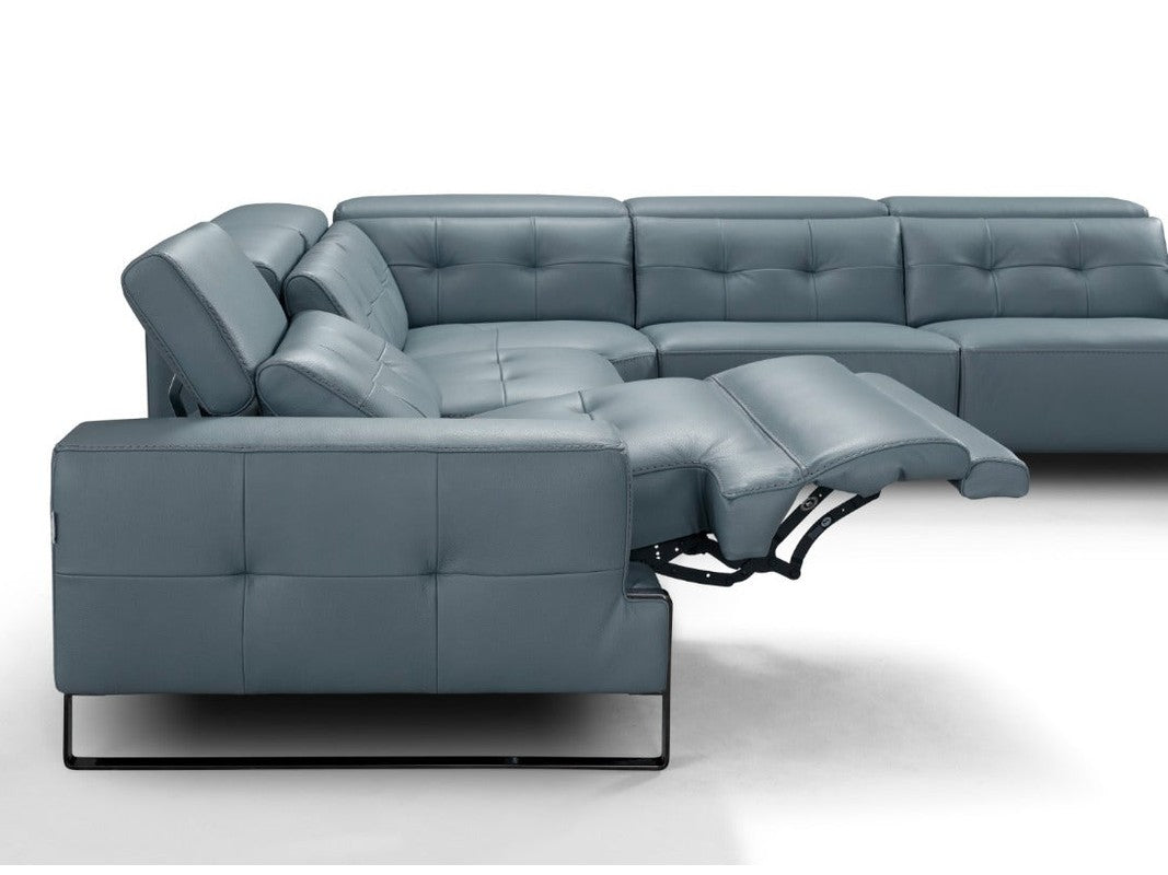 Incanto I772 Leather Sectional with Recliners, Dark Grey
