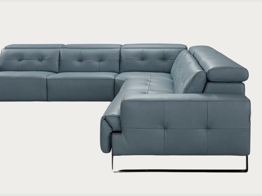 Incanto I772 Leather Sectional with Recliners, Dark Grey