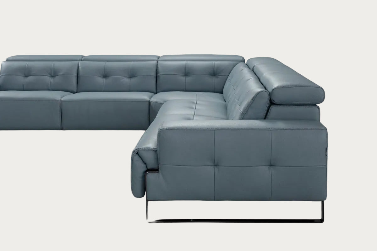 Incanto I772 Leather Sectional with Recliners, Dark Grey
