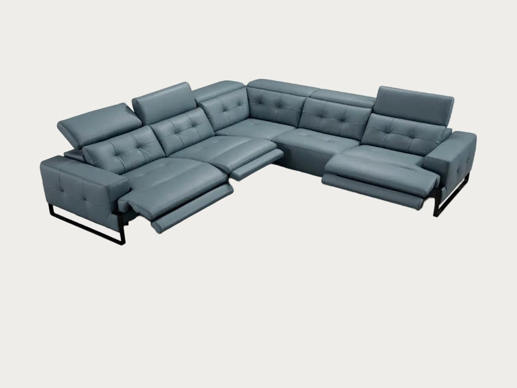 Incanto I772 Leather Sectional with Recliners, Dark Grey