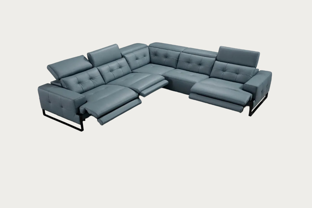 Incanto I772 Leather Sectional with Recliners, Dark Grey
