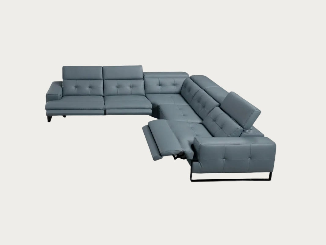 Incanto I772 Leather Sectional with Recliners, Dark Grey