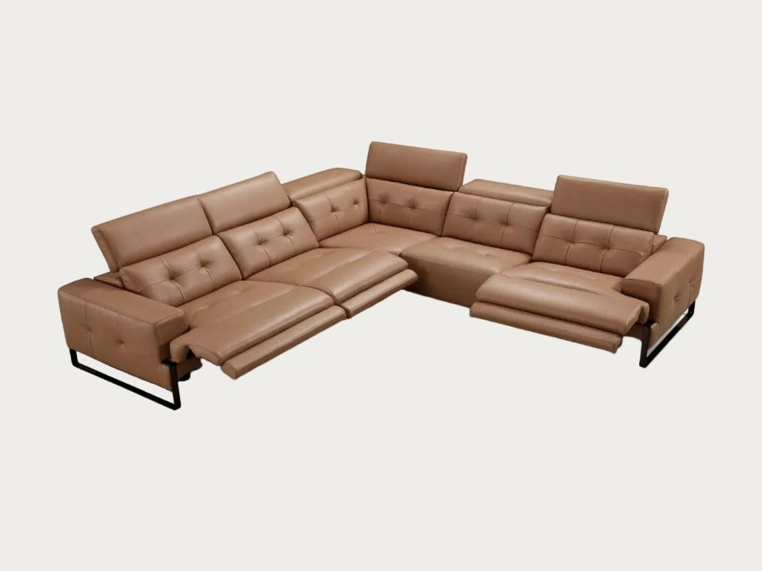 Incanto I772 Leather Sectional with Recliners in Caramel Leather