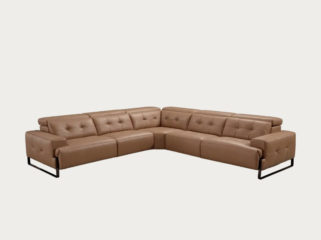Incanto I772 Leather Sectional with Recliners in Caramel Leather