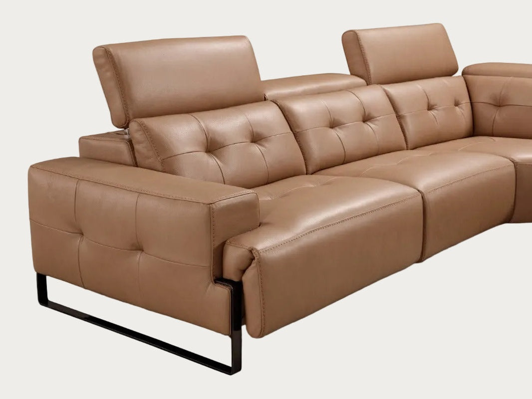 Incanto I772 Leather Sectional with Recliners in Caramel Leather