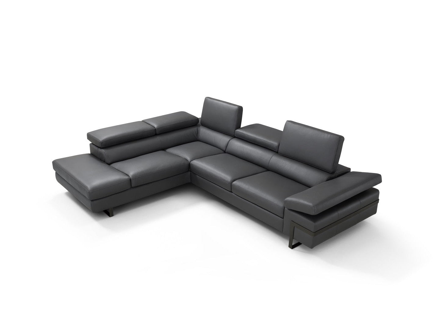 Rimini Leather Sectional, Dark Gray
