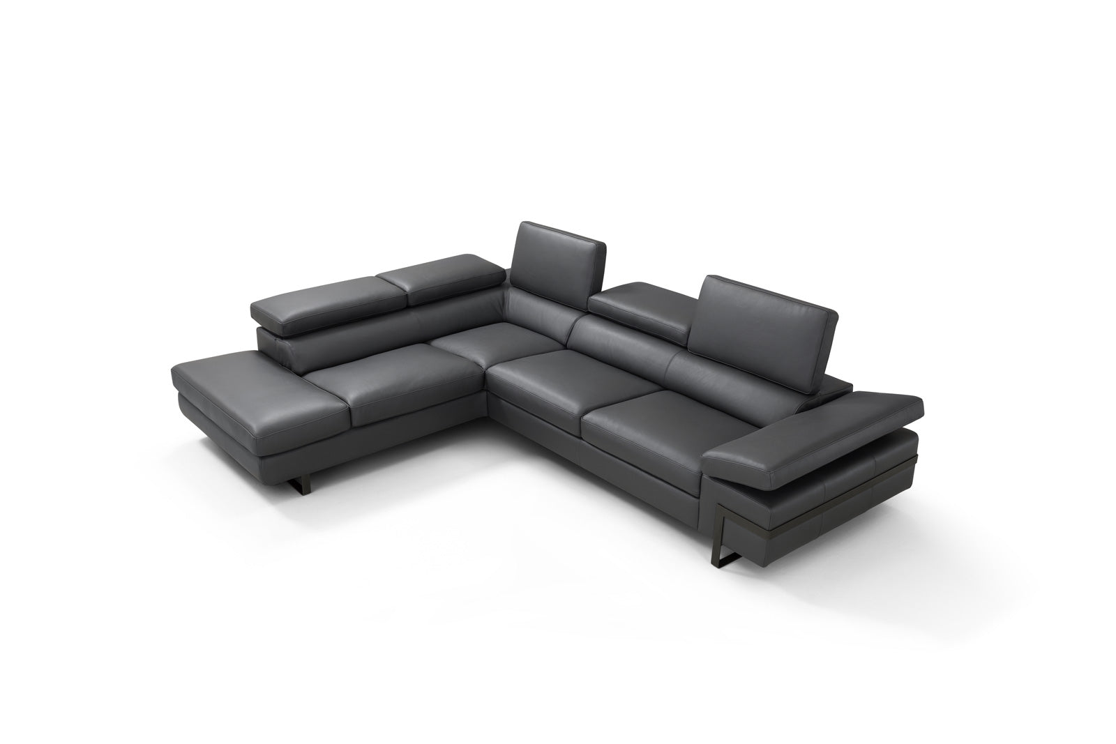 Rimini Leather Sectional, Dark Gray