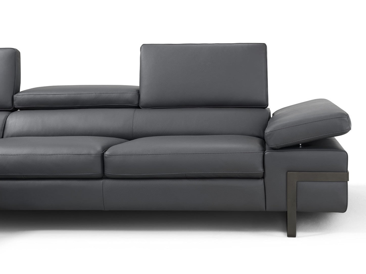 Rimini Leather Sectional, Dark Gray