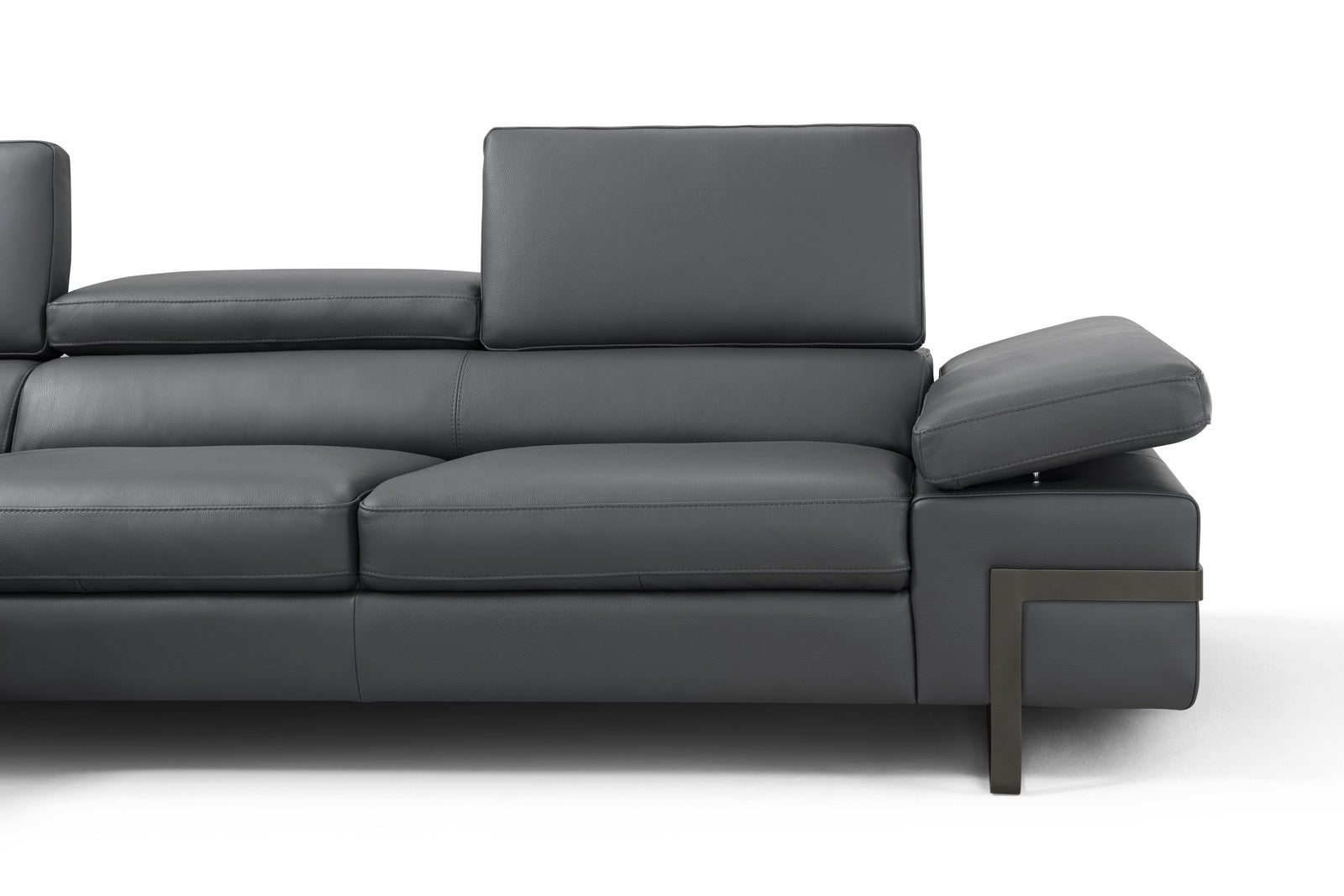 Rimini Leather Sectional, Dark Gray