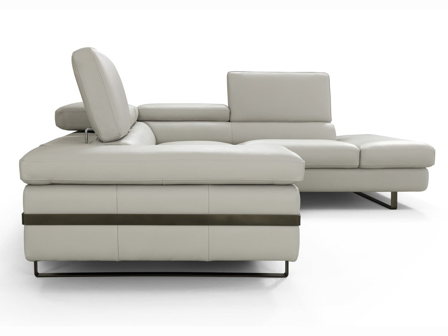 Rimini Leather Sectional, Light Gray