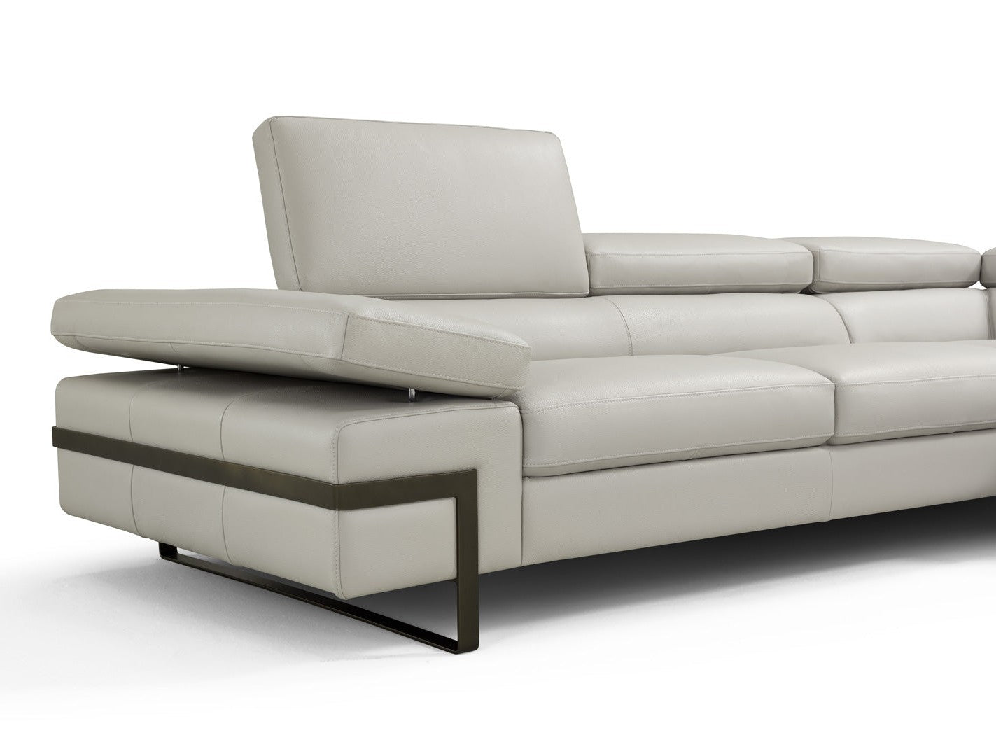 Rimini Leather Sectional, Light Gray