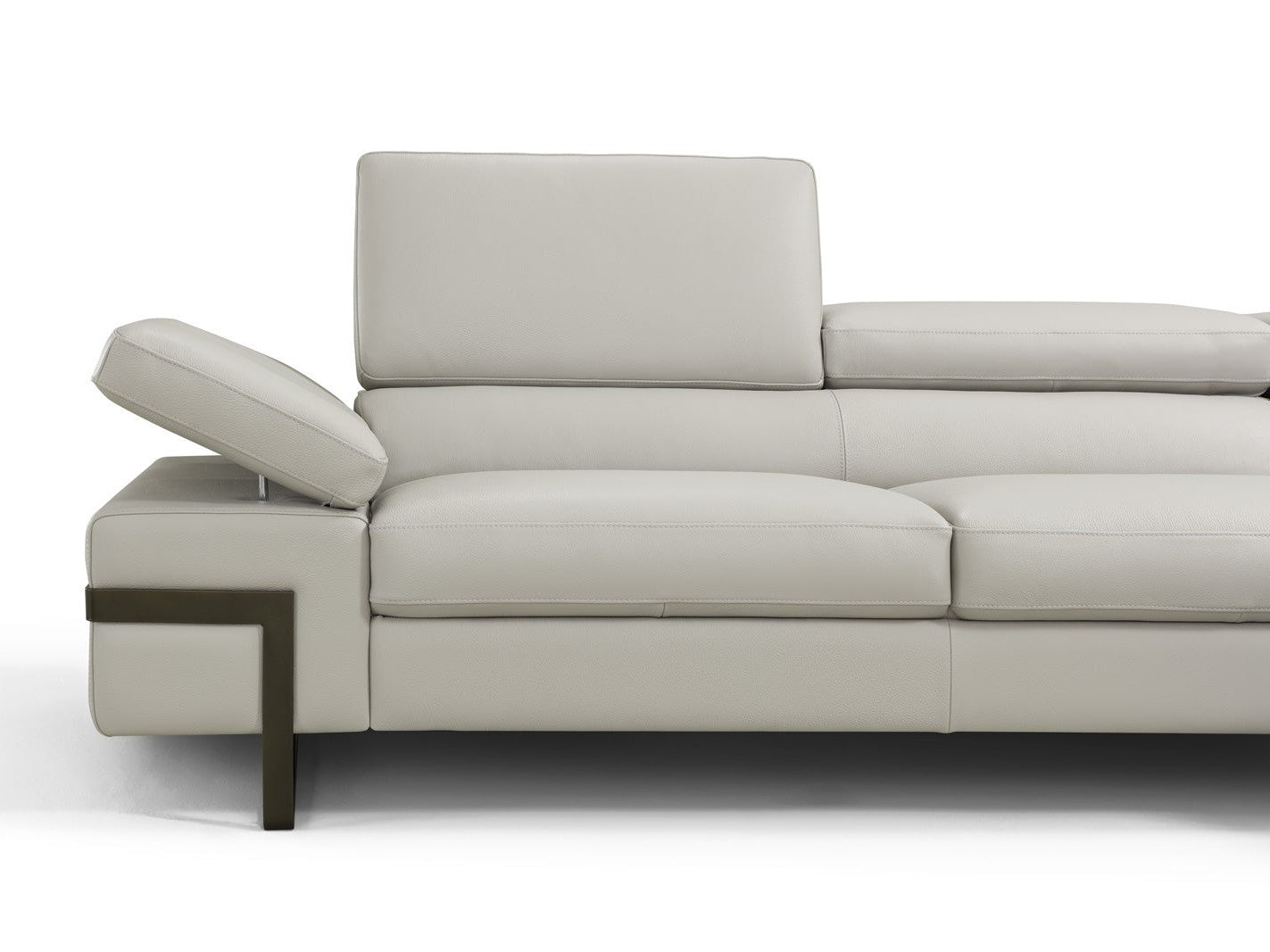 Rimini Leather Sectional, Light Gray
