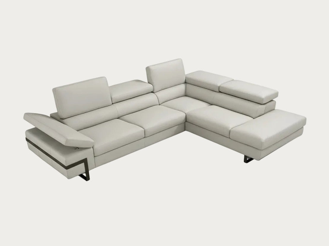 Rimini light grey leather sectional sofa by J&M Furniture
