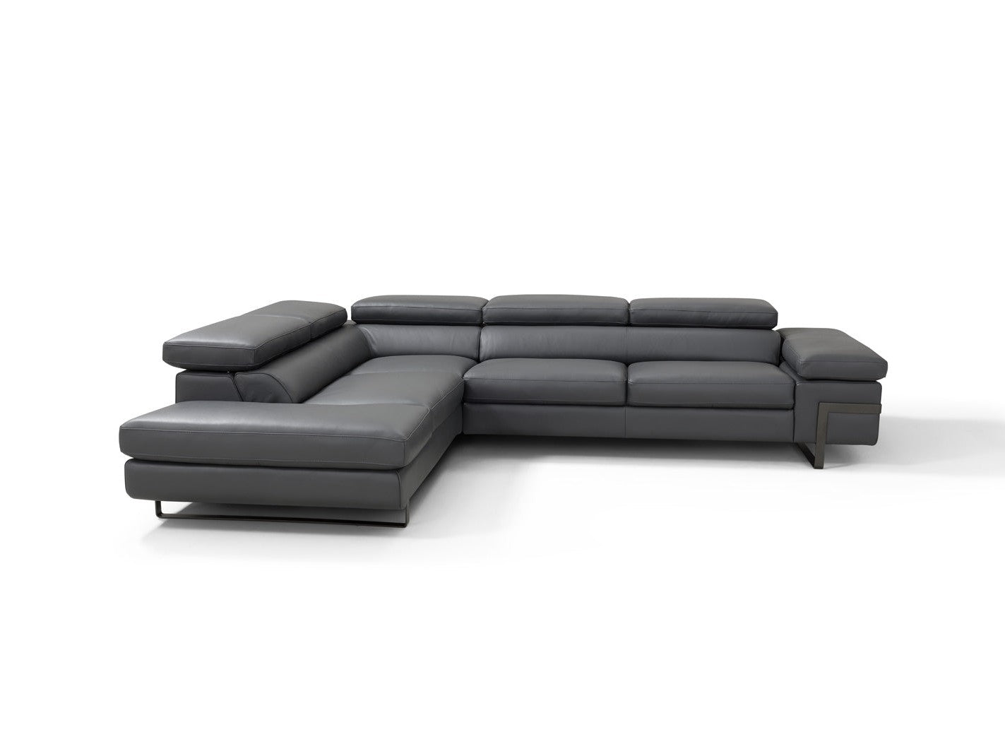 Rimini Leather Sectional, Dark Gray