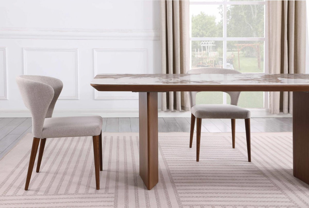 Ruby Rose 5-Piece Modern Dining Set with Ceramic Top Table & Open-back Chairs