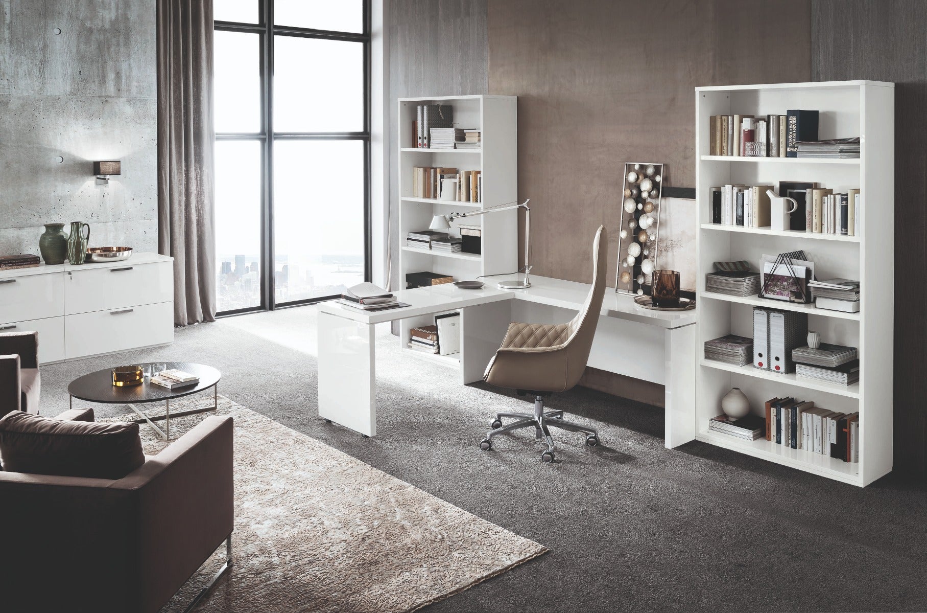 Sedona Bookcase in White High Gloss