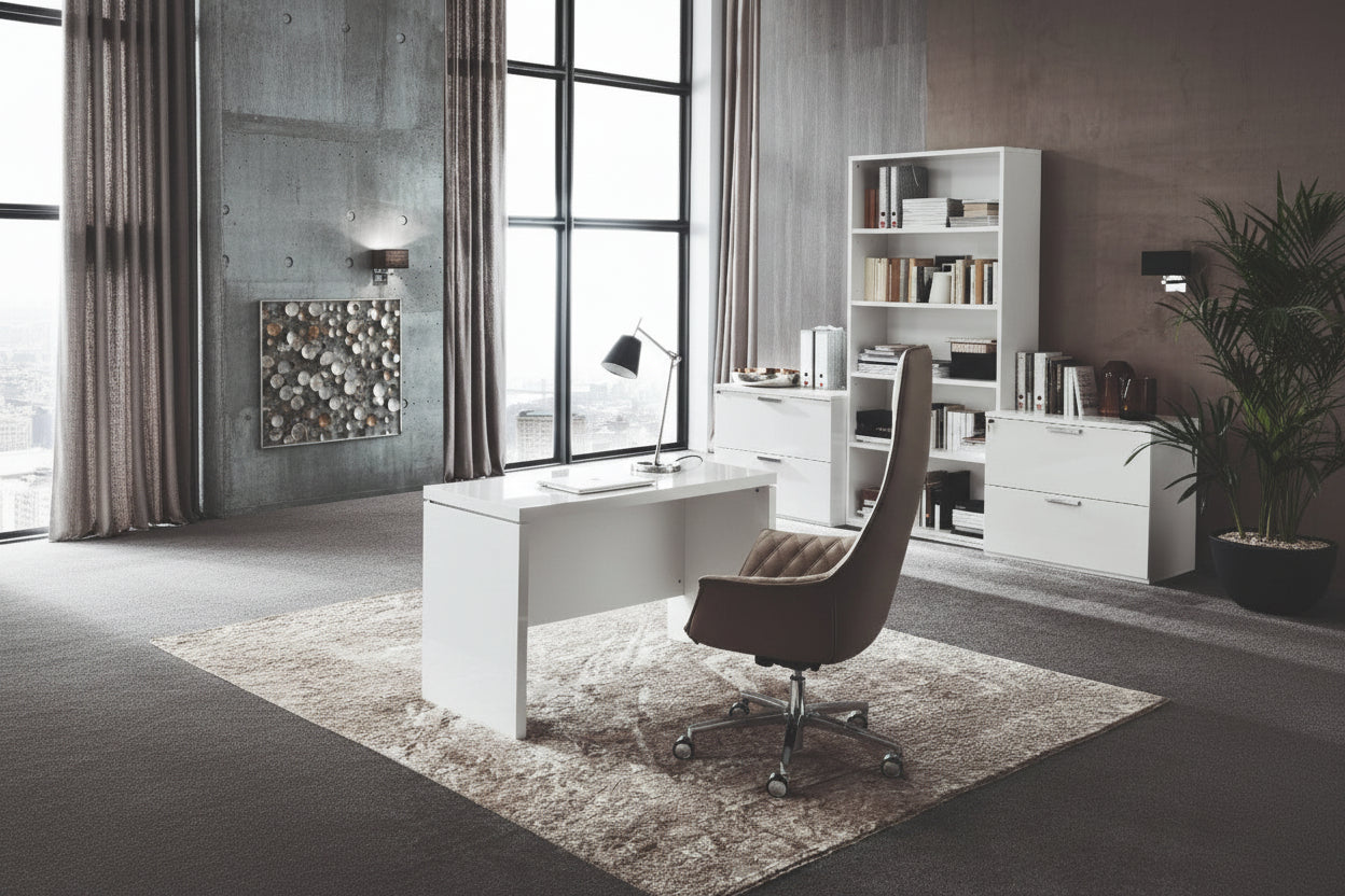 Sedona 47" Desk, White High Gloss