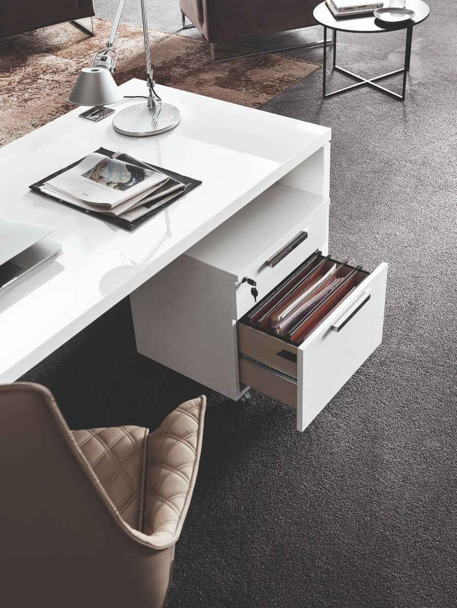 Sedona 2-Drawer Pedestal with Wheels, White High Gloss | ALF (+) DA FRE