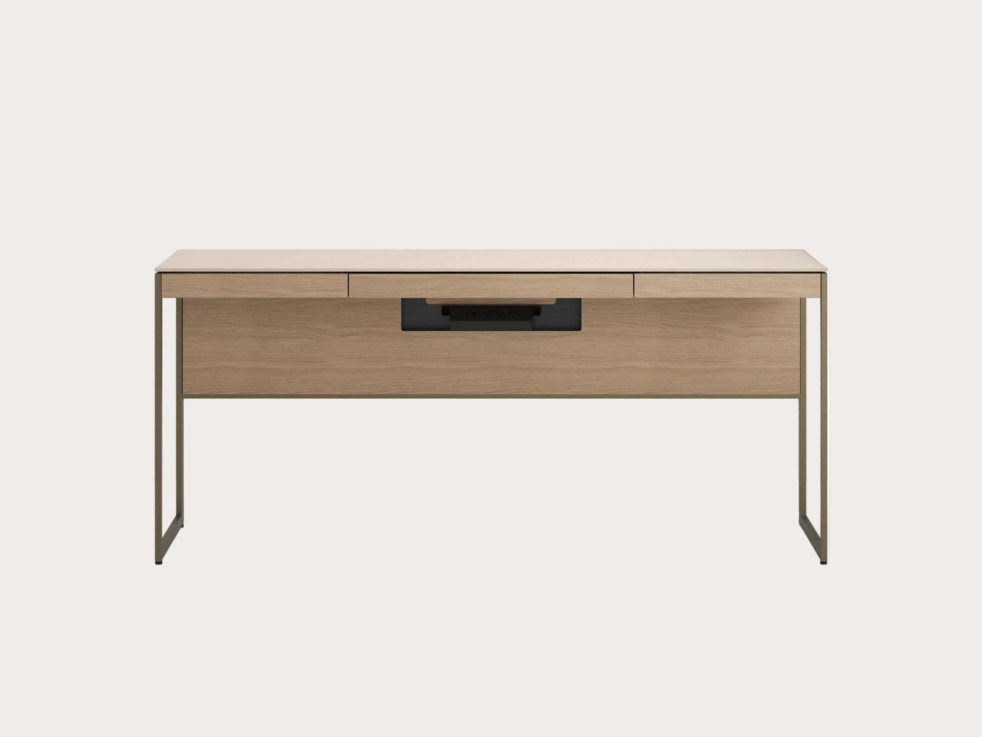 BDI Sequel Studio 6601 desk with a black handle on a white background.