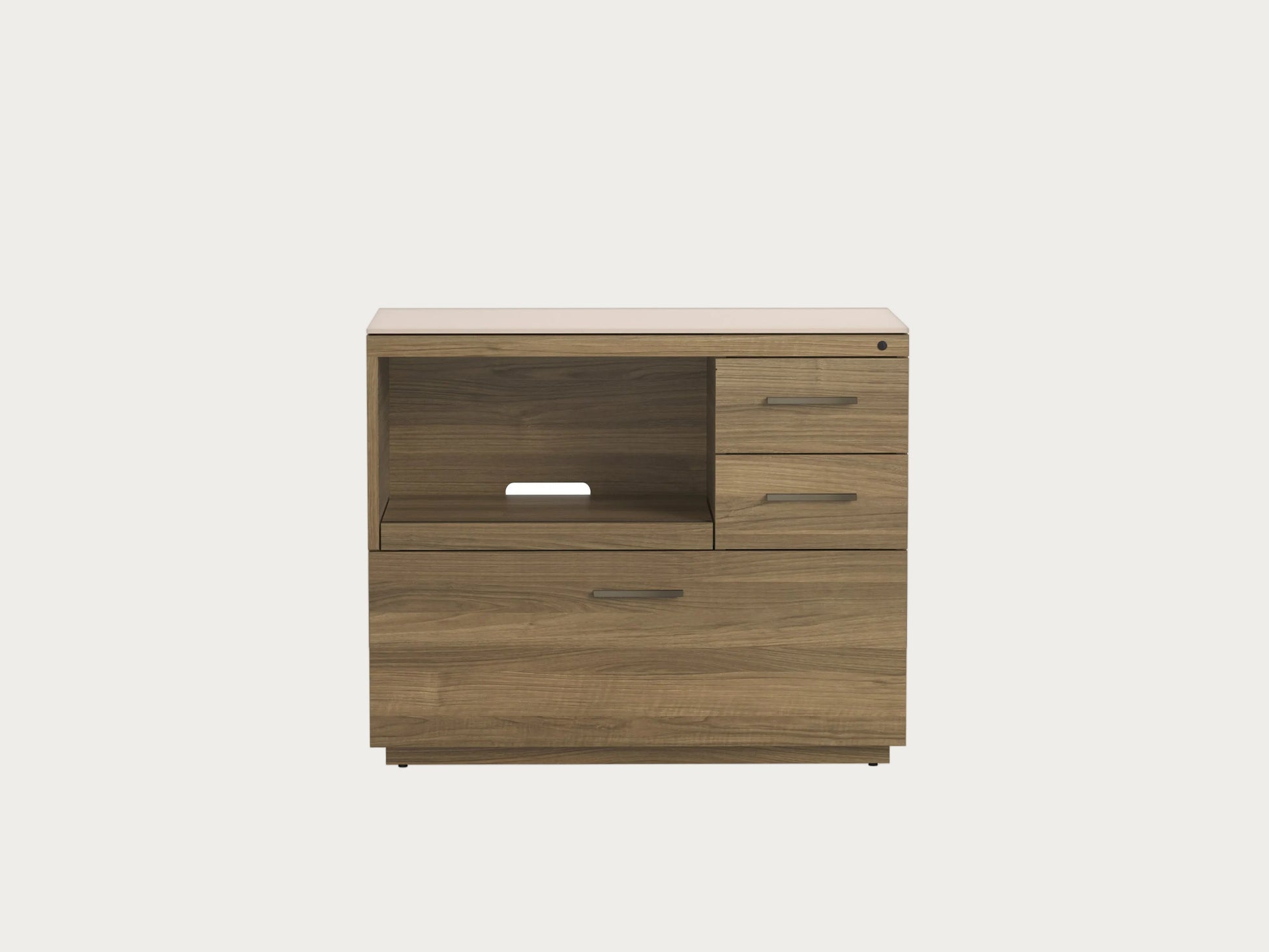 BDI Sequel Studio 6617 multifunctional cabinet with two drawers on a white background.
