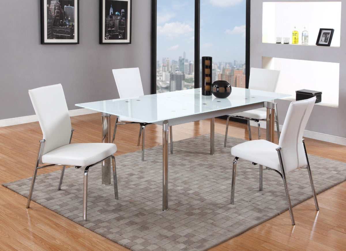 Molly Motion Back Side Chair, White with Chrome Legs, Set of 2