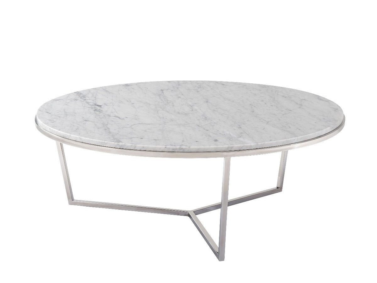 Theodore Alexander Fisher Round Cocktail Table, Marble Top