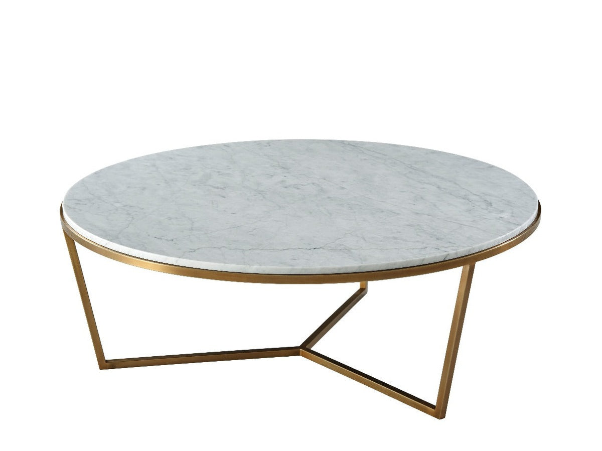 Theodore Alexander Fisher Round Cocktail Table, Marble Top