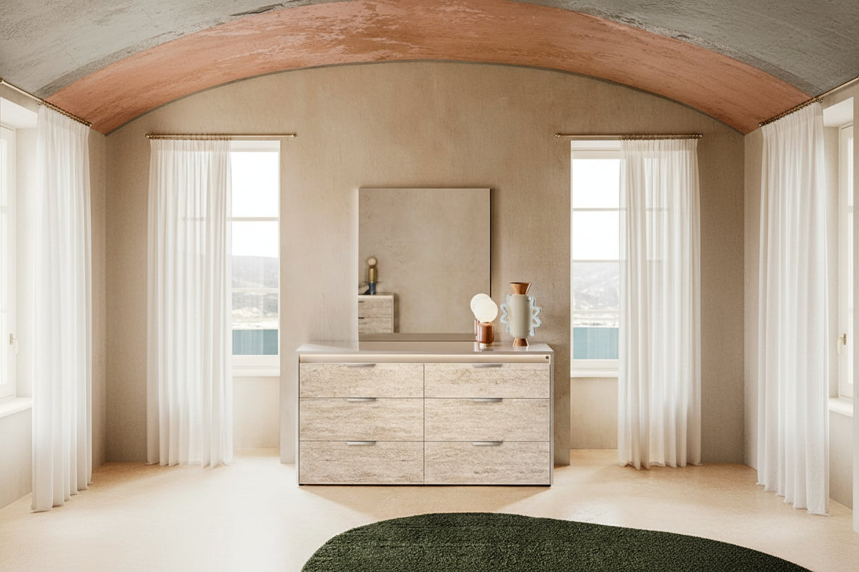 Tullia dresser and mirror in a room scene