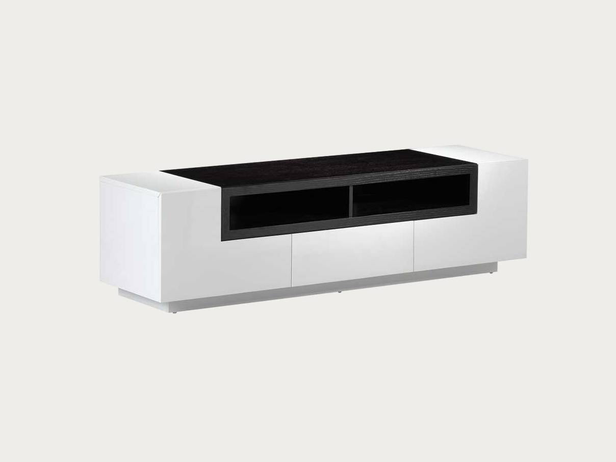 J&M TV002 TV Stand, White High Gloss