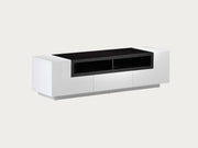 J&M TV002 TV Stand, White High Gloss