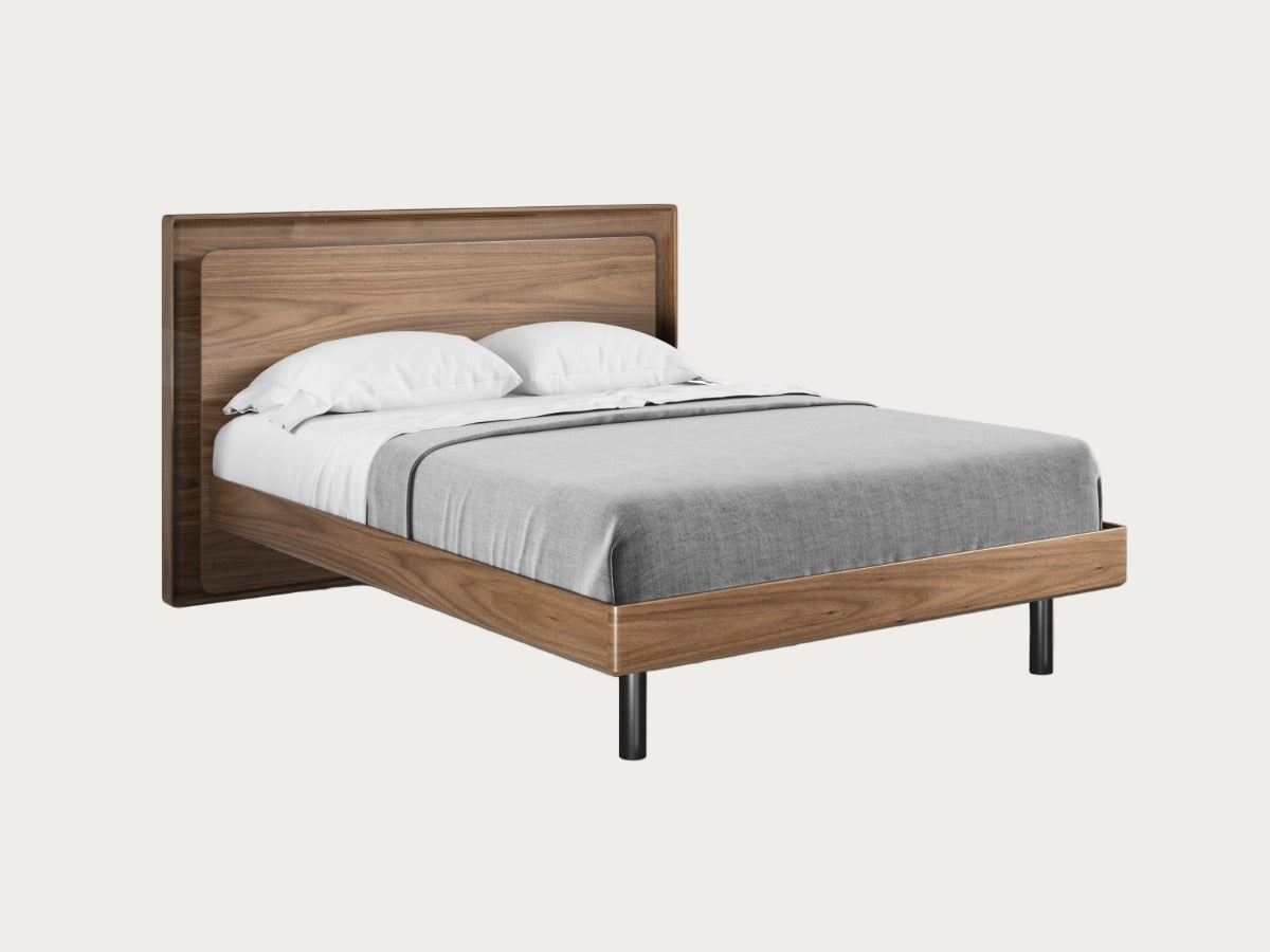 Up-Linq bed in natural walnut finish
