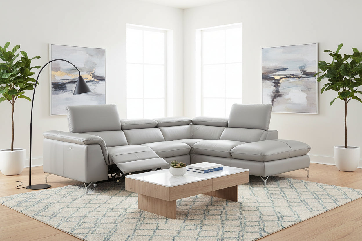 Viola Sectional Recliner by J&M Furniture, Light Grey