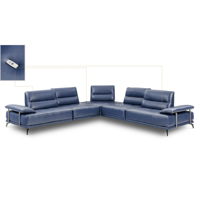 Eleganto 5 pc Sectional with Power Motion Backrests, Dark Denim Leather main product photo