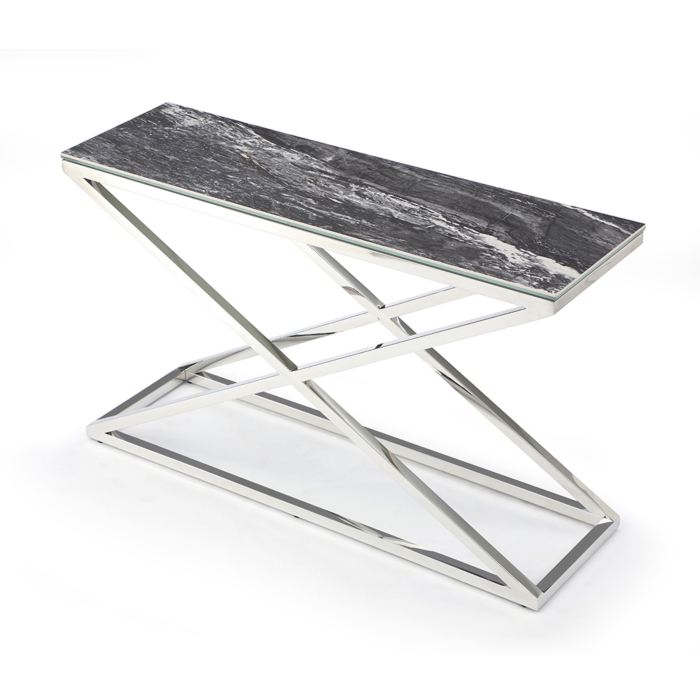 Tristan Console Table, Ceramic Dark Gray Gloss | Creative Furniture main product photo