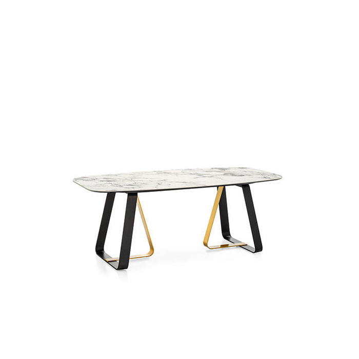 Calligaris Sunshine 4128-FB200 table with elliptical top and metal base main product photo