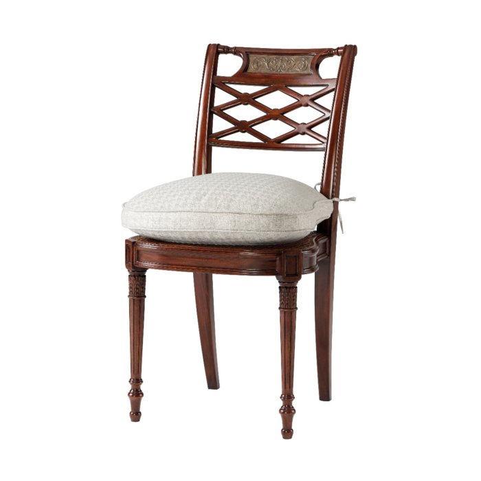 Louis XVI Armchair & Side Chair, bow-knot caned-back