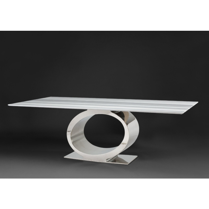 Stone International Eye Dining Table with Thin Beveled Edge Top