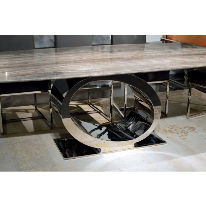 Stone International Eye Dining Table with Thin Beveled Edge Top